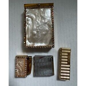 Vintage 1920s Judy Lee Jewels Gold Cigarette Case and Maruman Lighter Rhinestone